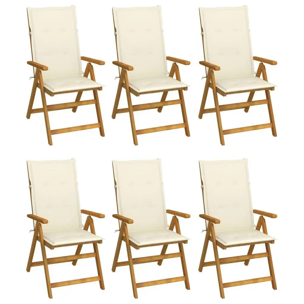 Folding Garden Chairs 6 pcs with Cushions Solid Acacia Wood 3064121