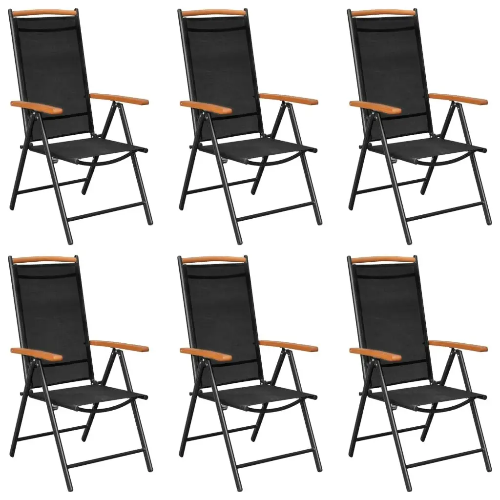 Folding Garden Chairs 6 pcs Textilene Black 312187