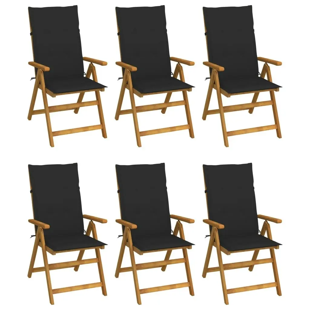 Folding Garden Chairs 6 pcs with Cushions Solid Acacia Wood 3064126