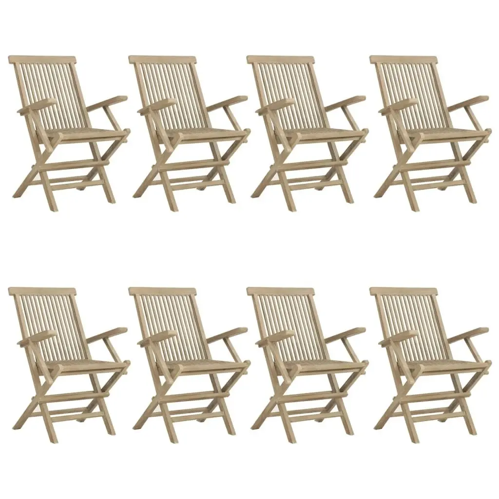 Folding Garden Chairs 8 pcs Grey 56x61x89 cm Solid Wood Teak 3155072