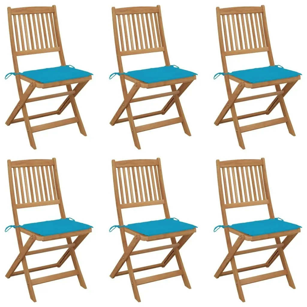 Folding Garden Chairs 6 pcs with Cushions Solid Acacia Wood 3074998