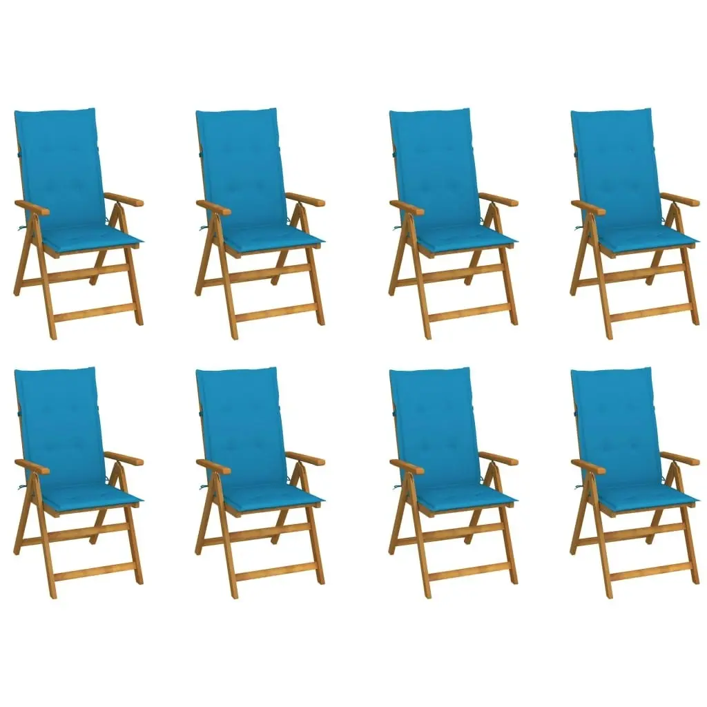 Folding Garden Chairs with Cushions 8 pcs Solid Wood Acacia 3075058