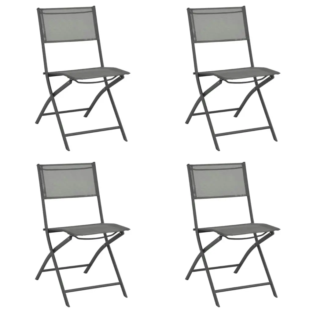 Folding Outdoor Chairs 4 pcs Grey Steel and Textilene 313081