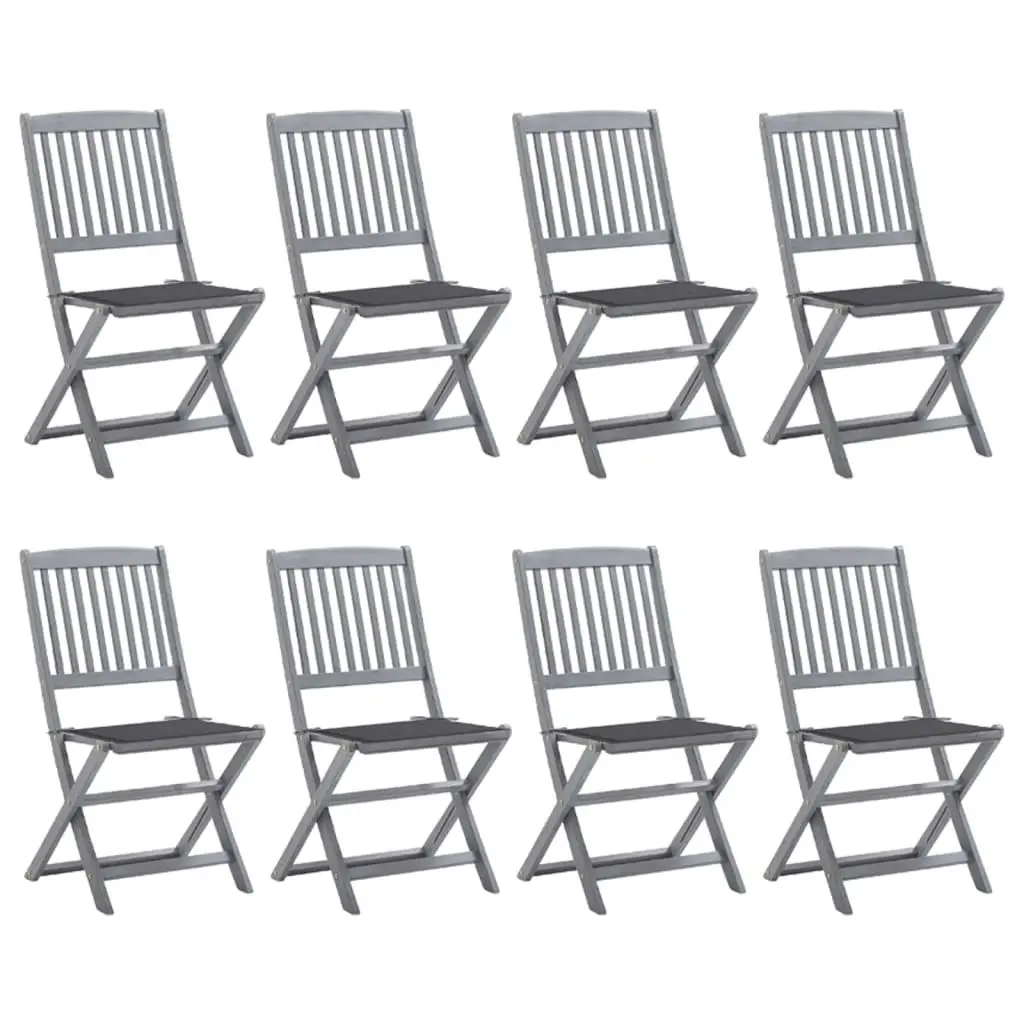 Folding Outdoor Chairs 8 pcs with Cushions Solid Acacia Wood 3078290