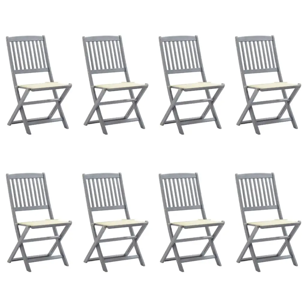 Folding Outdoor Chairs 8 pcs with Cushions Solid Acacia Wood 3078292