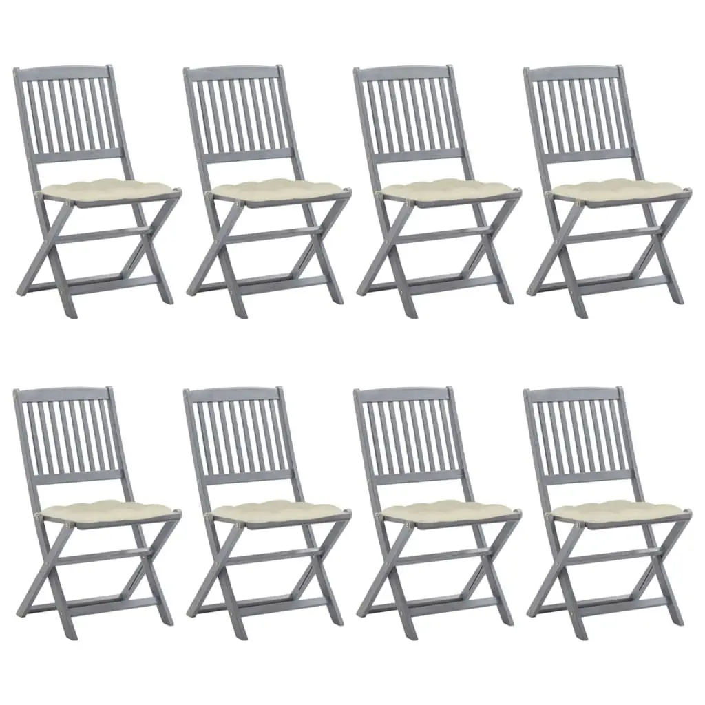 Folding Outdoor Chairs 8 pcs with Cushions Solid Acacia Wood 3078307