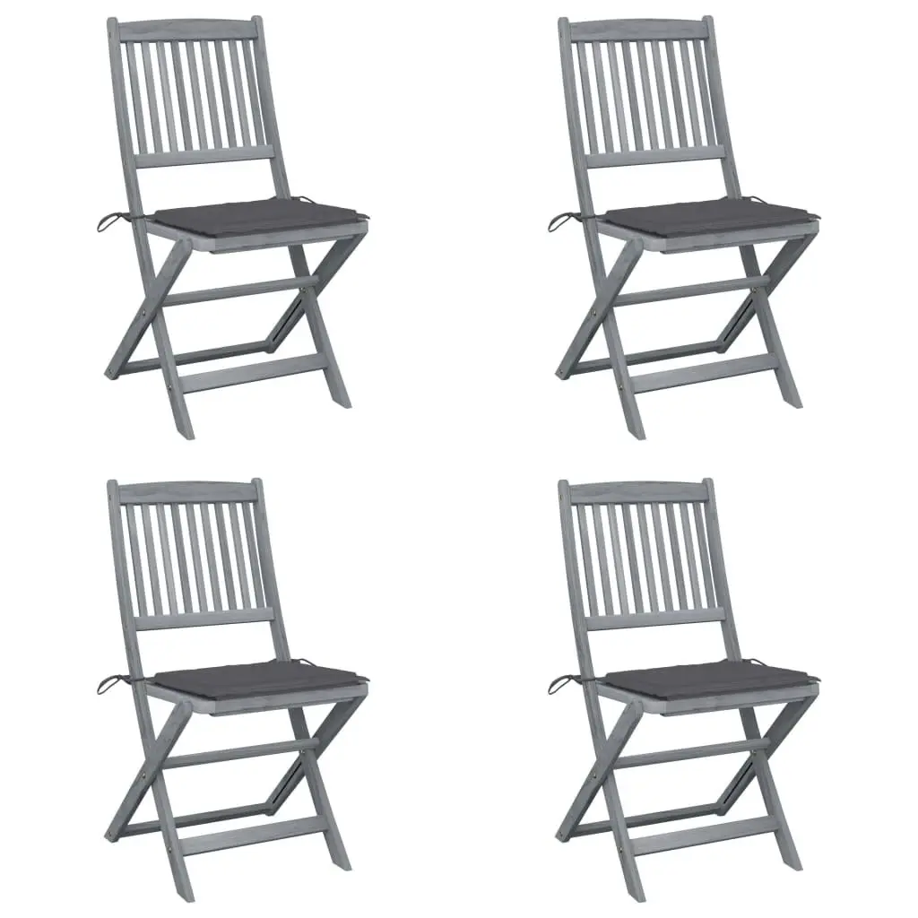 Folding Outdoor Chairs 4 pcs with Cushions Solid Acacia Wood 3064563