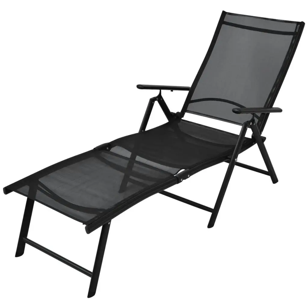 Folding Sun Lounger Aluminium Black 41741