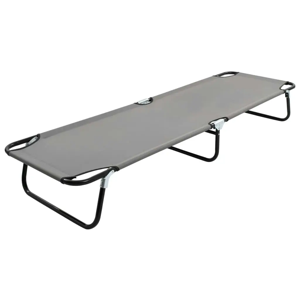 Folding Sun Lounger Grey Steel 47757