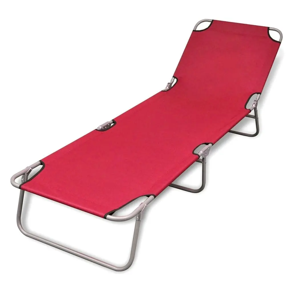 Folding Sun Lounger Powder-coated Steel Red 41479