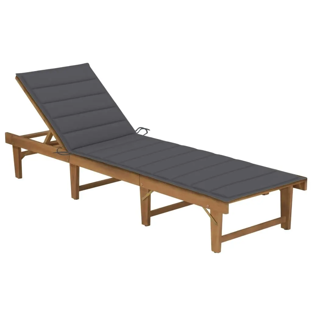 Folding Sun Lounger with Cushion Solid Wood Acacia 3064164