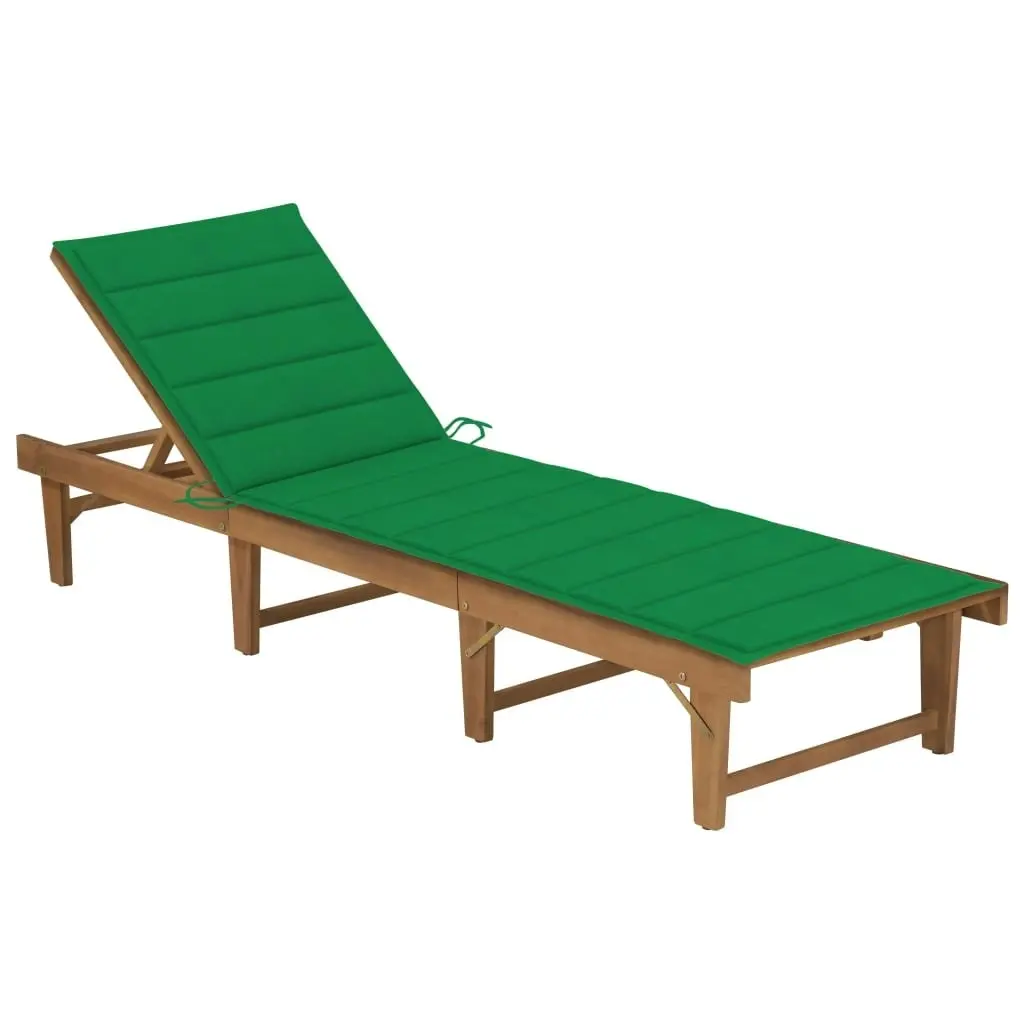 Folding Sun Lounger with Cushion Solid Acacia Wood 3064169