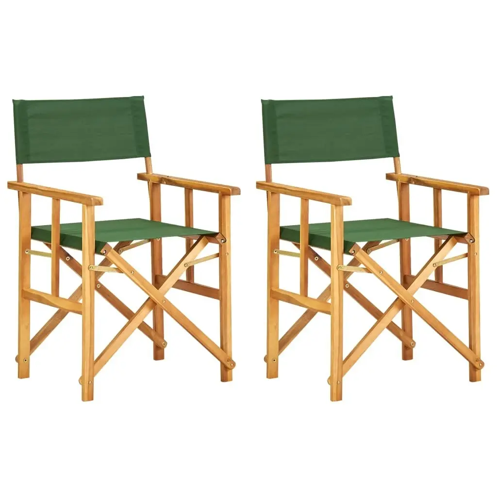 Director's Chairs 2 pcs Solid Acacia Wood Green 45949