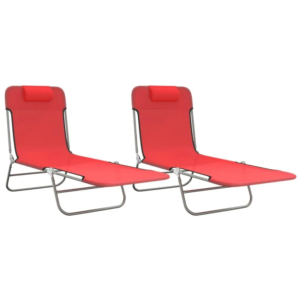 Folding Sun Loungers 2 pcs Red Textilene and Steel 360182