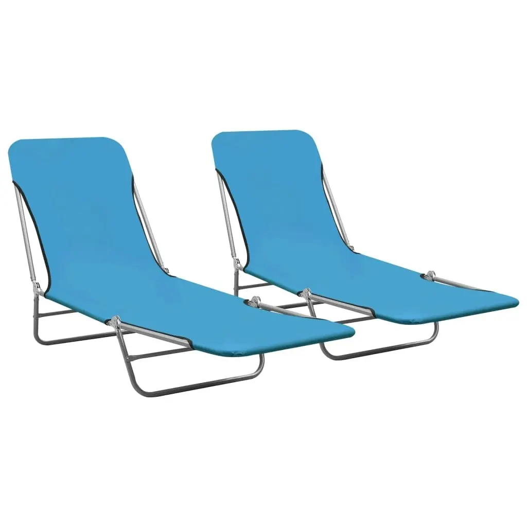 Folding Sun Loungers 2 pcs Steel and Fabric Blue 310344