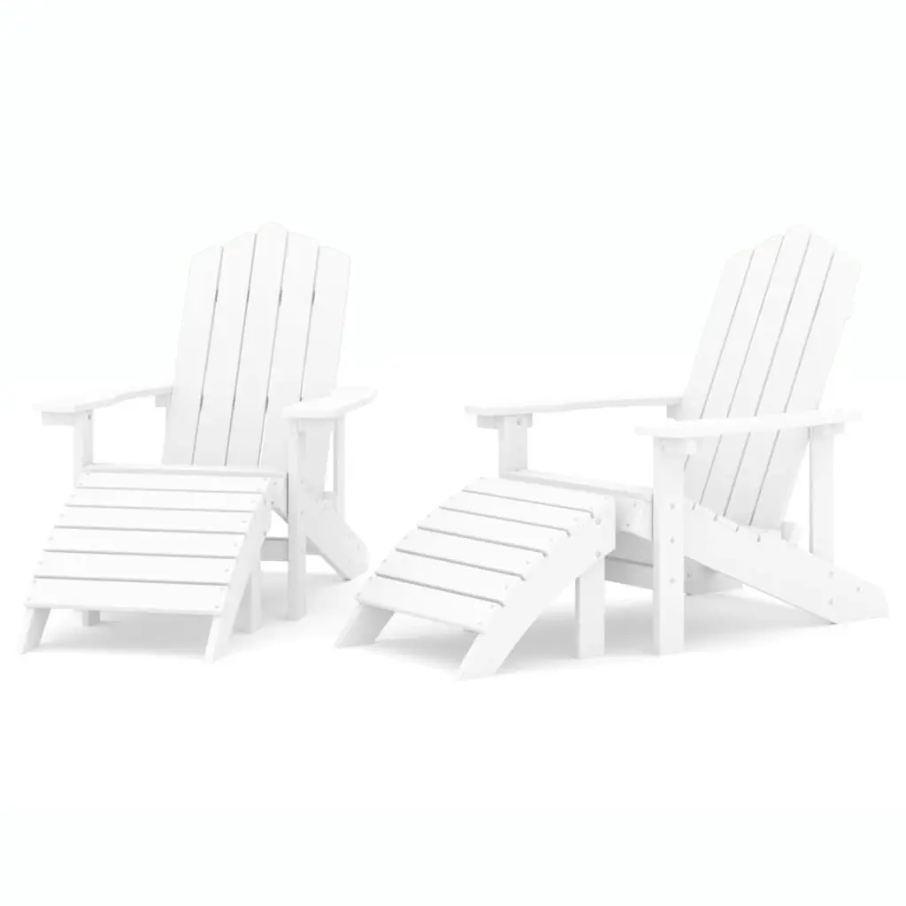 Garden Adirondack Chairs 2 pcs with Footstools HDPE White 3095696