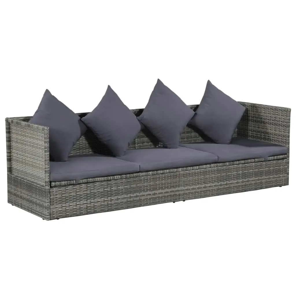 Garden Bed Grey 200x60 cm Poly Rattan 43959