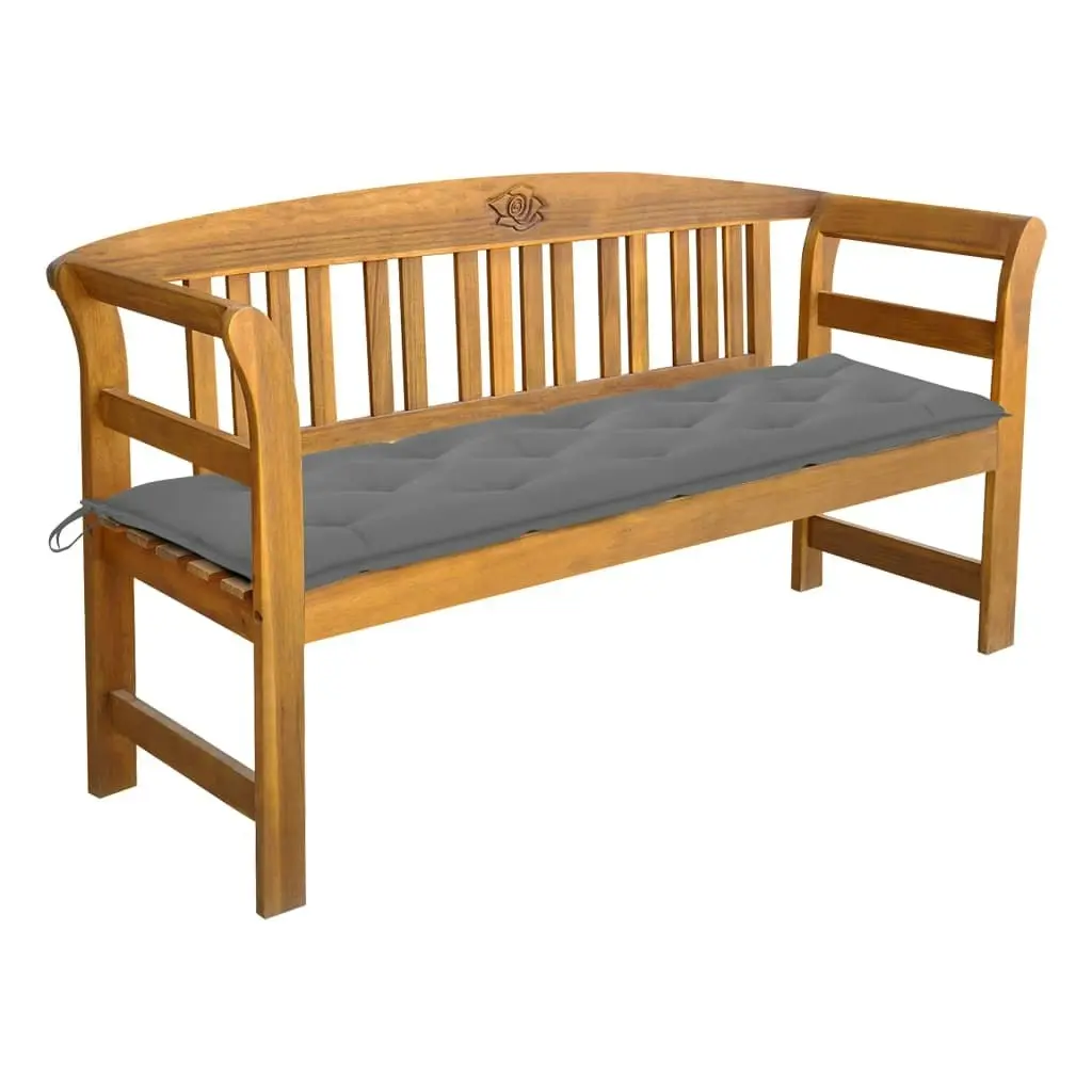 Garden Bench with Cushion 157 cm Solid Acacia Wood 3064282