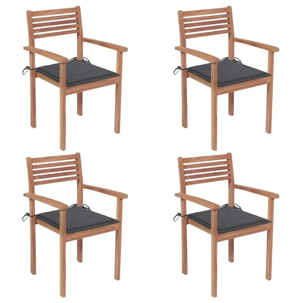 Garden Chairs 4 pcs with Anthracite Cushions Solid Teak Wood 3062289