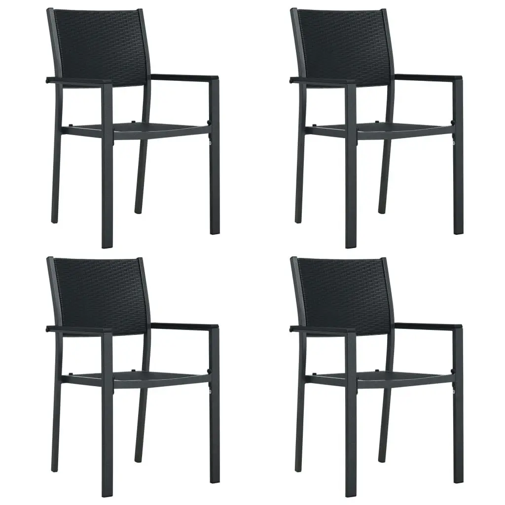 Garden Chairs 4 pcs Black Plastic Rattan Look 47890