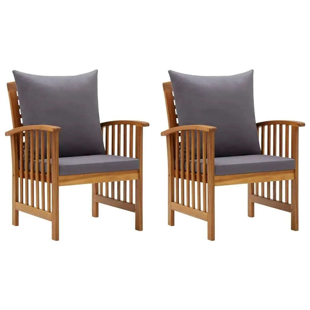 Garden Chairs with Cushions 2 pcs Solid Acacia Wood 310258