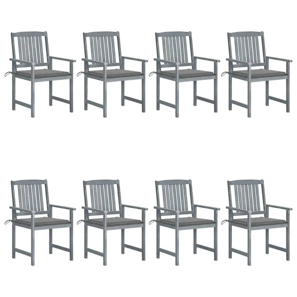 Garden Chairs with Cushions 8 pcs Solid Acacia Wood Grey 3078223