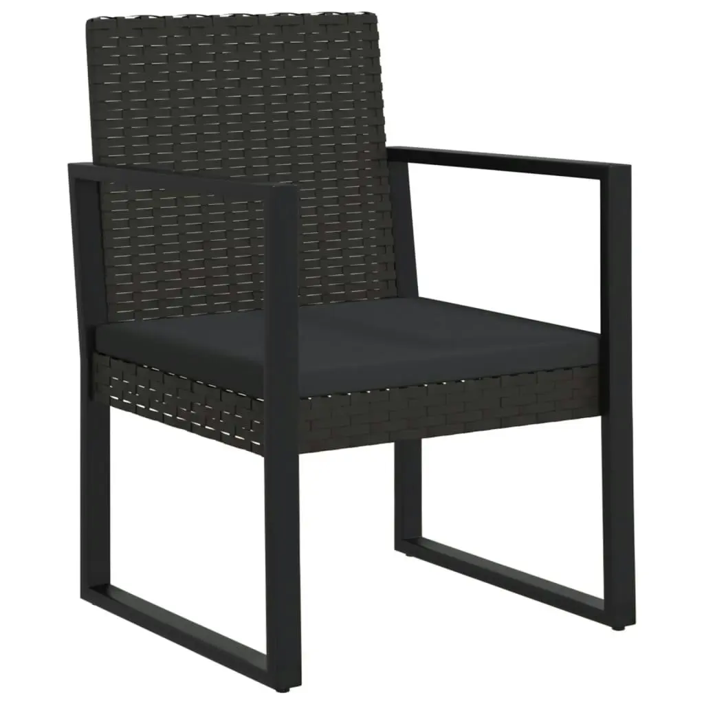 Garden Armchair with Cushion Black Poly Rattan 362324