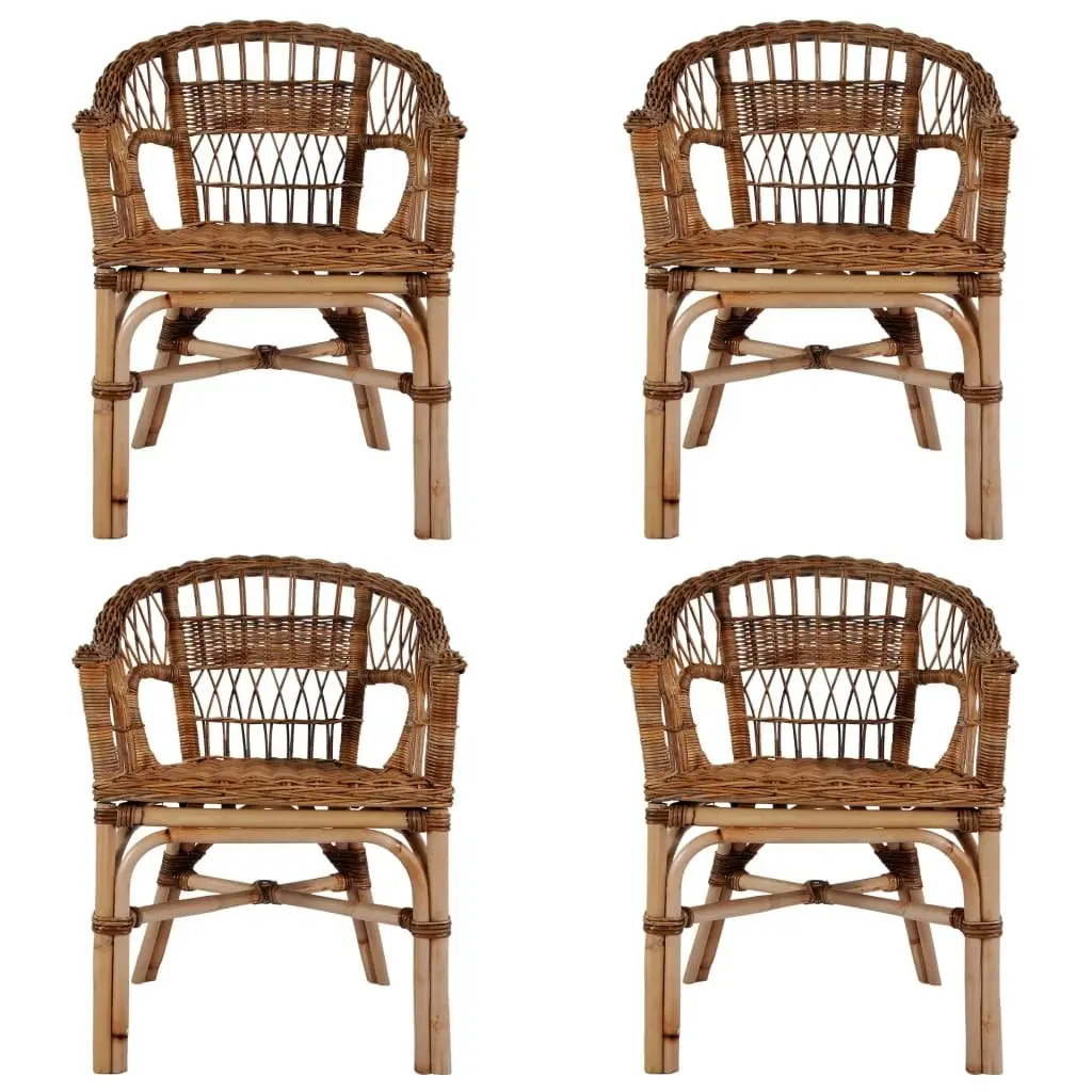 Outdoor Chairs 4 pcs Natural Rattan Brown 275843