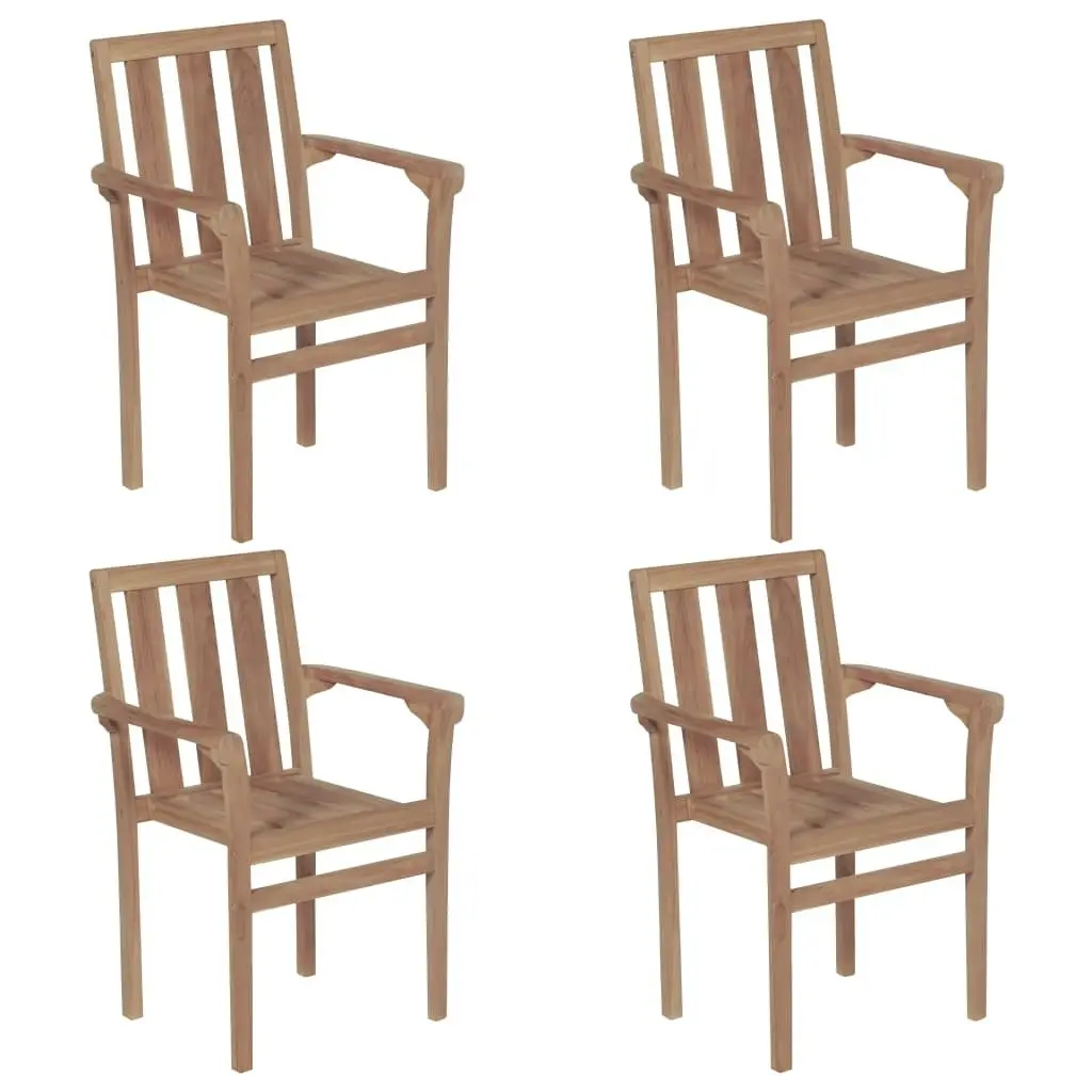 Stackable Garden Chairs 4 pcs Solid Teak Wood 3073376