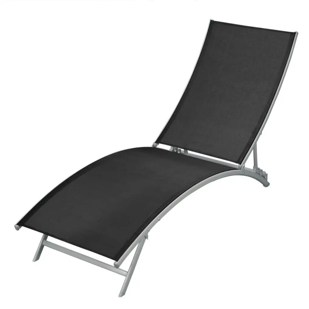 Sun Lounger Steel and Textilene Black 42866