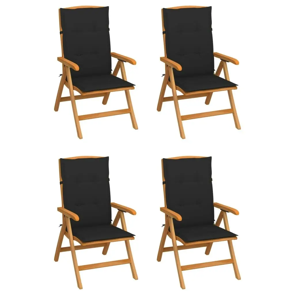 Reclining Garden Chairs with Cushions 4 pcs Solid Teak Wood 3072637