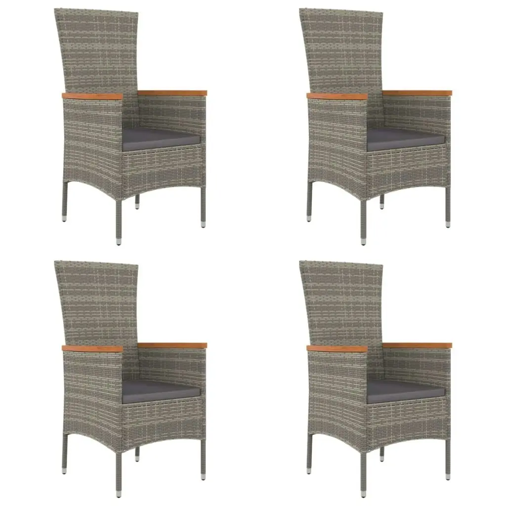 Garden Chairs with Cushions 4 pcs Poly Rattan Grey 319528