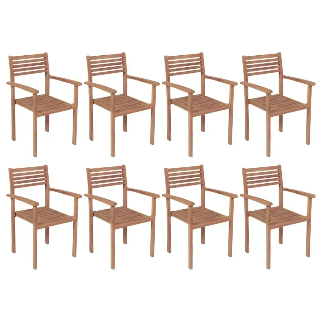 Stackable Garden Chairs 8 pcs Solid Teak Wood 3072599