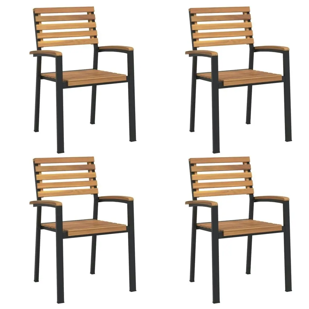 Stackable Garden Chairs 4 pcs Solid Wood Acacia and Metal 362015