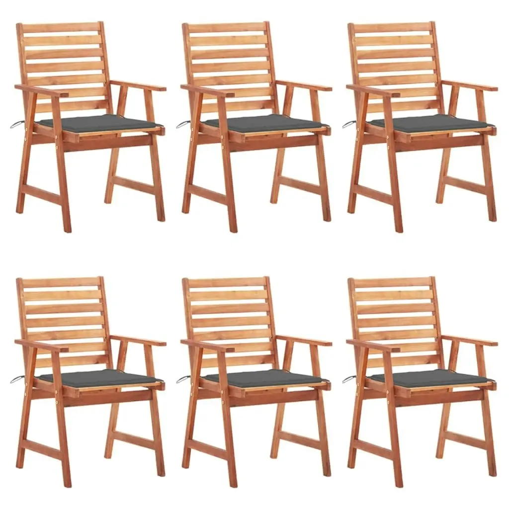 Outdoor Dining Chairs 6 pcs with Cushions Solid Acacia Wood 3078347