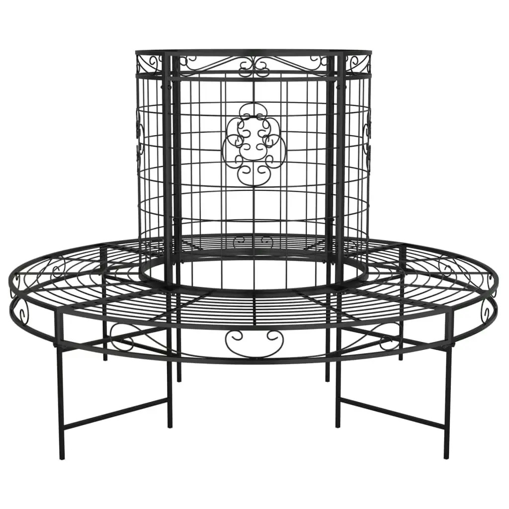 Round Tree Bench ÃƒËœ137 cm Black Steel 318822