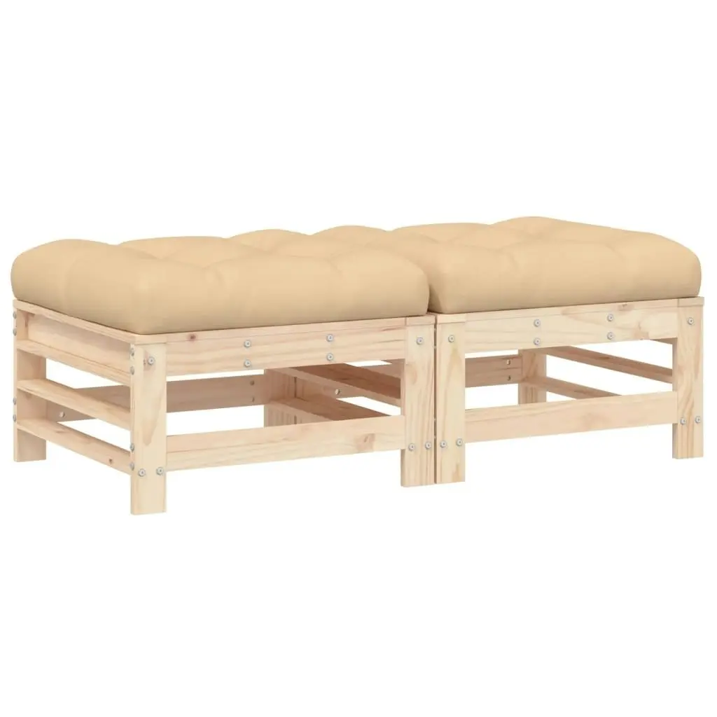 Garden Footstools with Cushions 2pcs Solid Wood Pine 825695