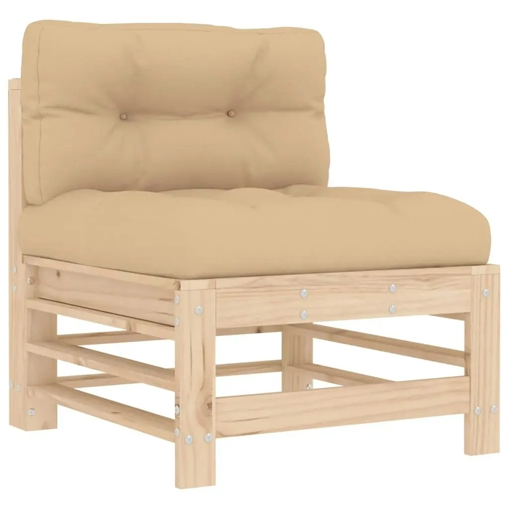 Middle Sofa with Cushions Solid Wood Pine 825660