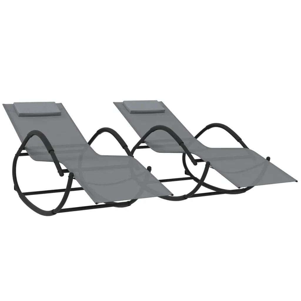 Rocking Sun Loungers 2 pcs Grey Steel and Textilene 318133