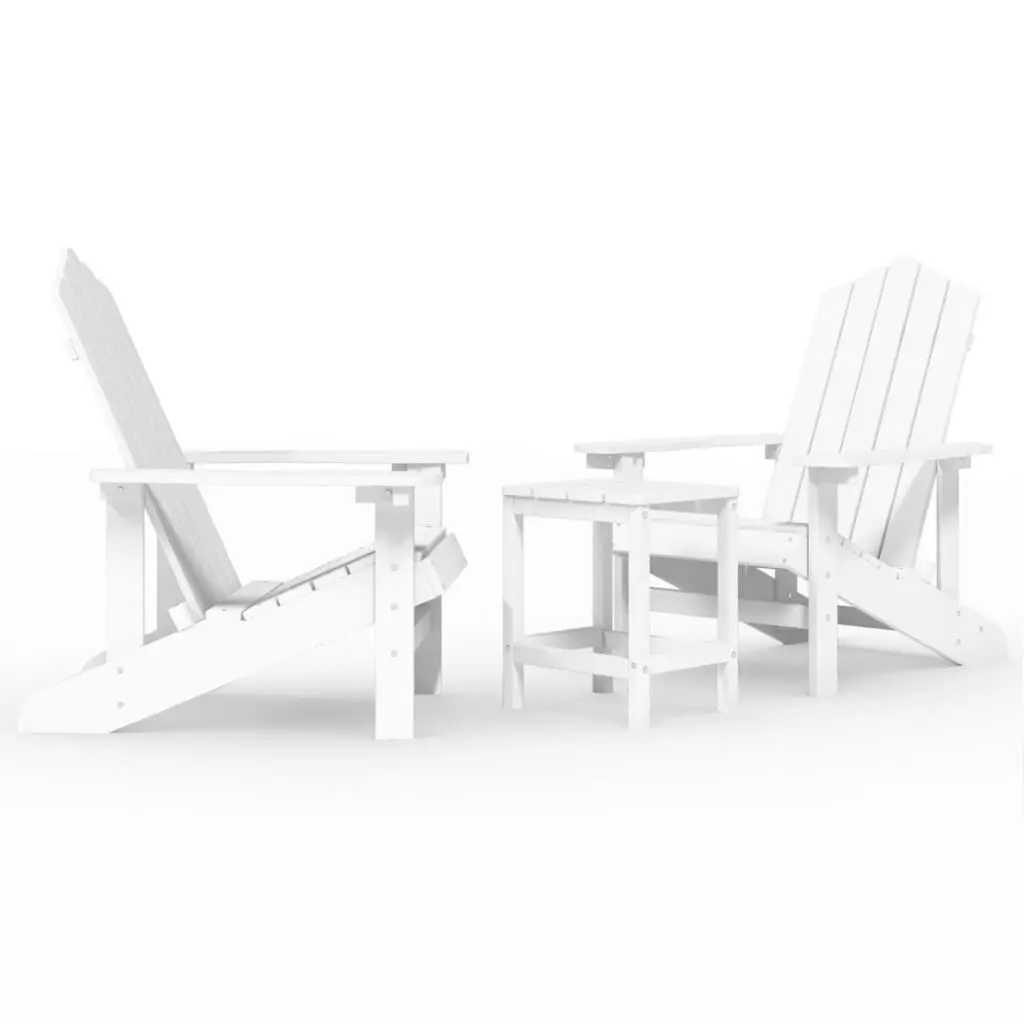 Garden Adirondack Chairs with Table HDPE White 3095704