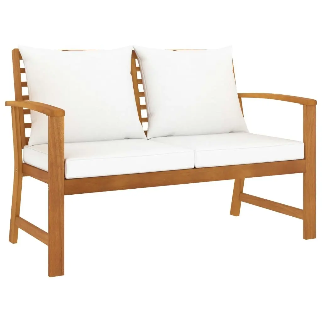 Garden Bench 120 cm with Cream Cushion Solid Acacia Wood 311829