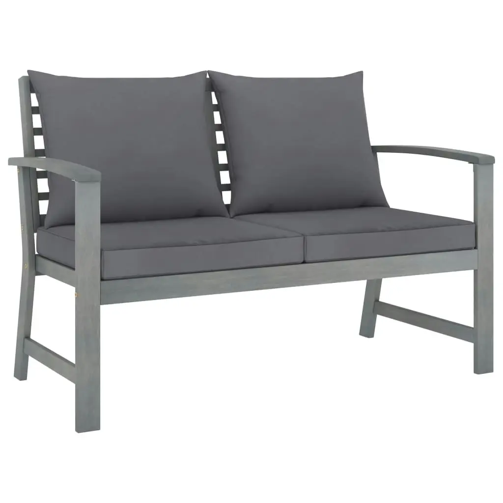 Garden Bench 120 cm with Dark Grey Cushion Solid Acacia Wood 311826