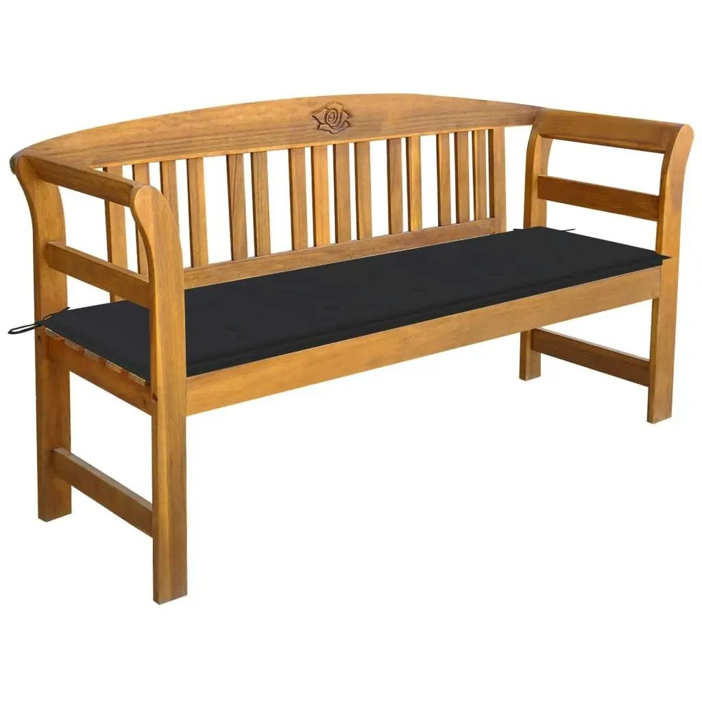 Garden Bench with Cushion 157 cm Solid Acacia Wood 3064266