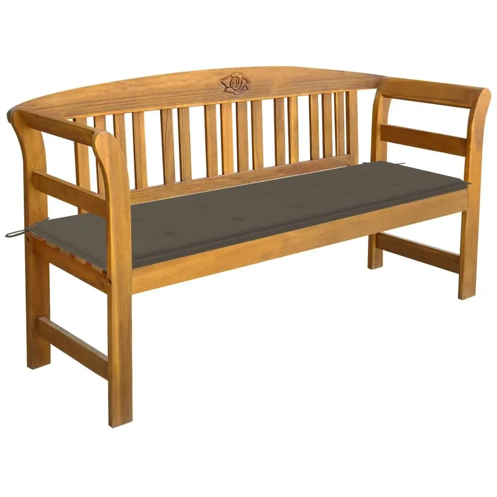 Garden Bench with Cushion 157 cm Solid Acacia Wood 3064274