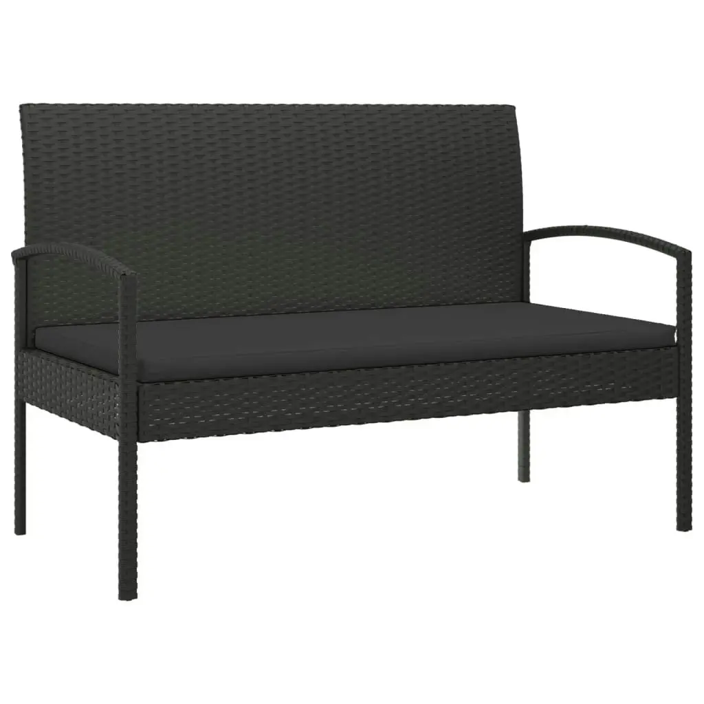 Garden Bench with Cushion Black 105 cm Poly Rattan 362168