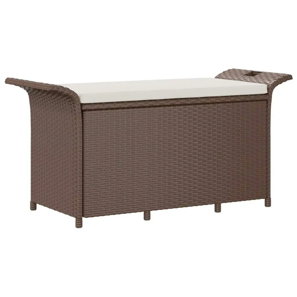 Garden Bench with Cushion Brown 116x46x57 cm Poly Rattan 363416