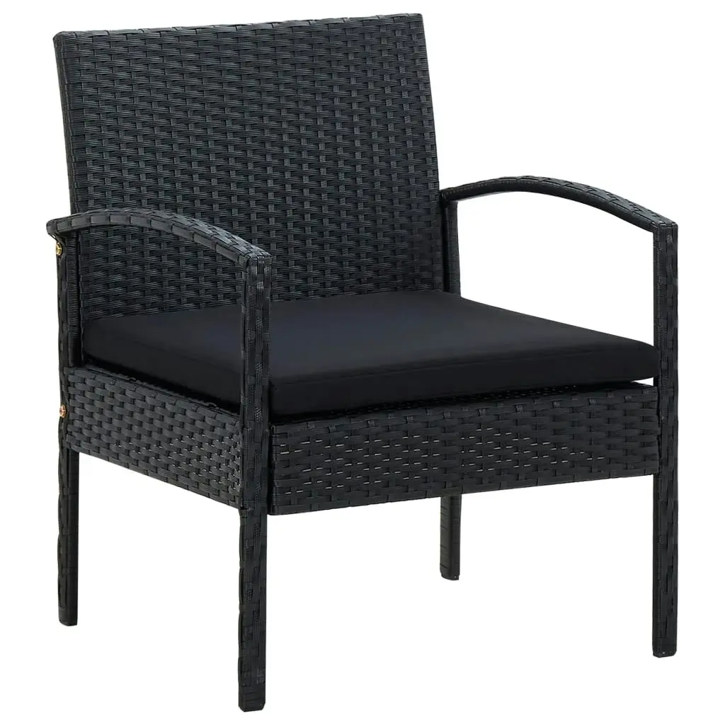 Garden Chair with Cushion Poly Rattan Black 45797