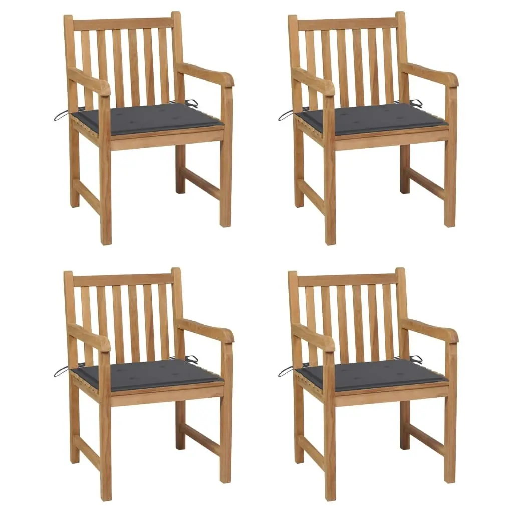 Garden Chairs 4 pcs with Anthracite Cushions Solid Teak Wood 3073004