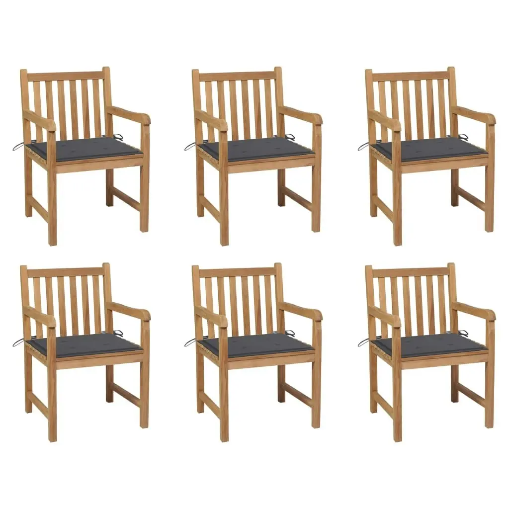 Garden Chairs 6 pcs with Anthracite Cushions Solid Teak Wood 3073031