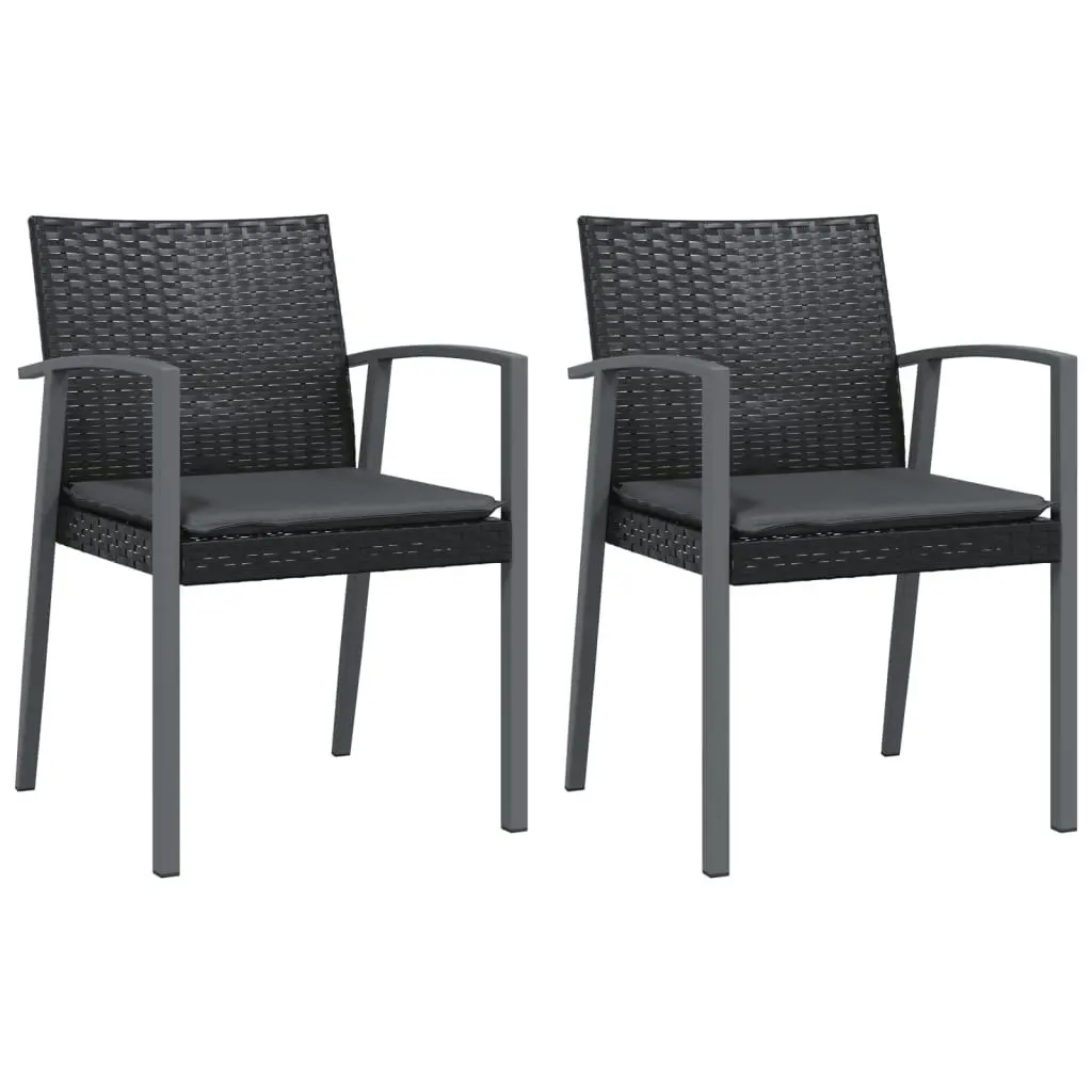 Garden Chairs with Cushions 2 pcs Black 56.5x57x83 cm Poly Rattan 364096